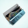 Card holder/Portemonnaie Leather Metallic ltblue