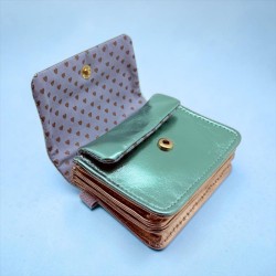 Card holder/Portemonnaie Leather Metallic mint