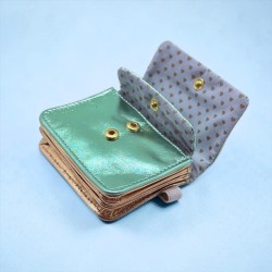 Kartenetui/Portemonnaie Leder Metallic mint