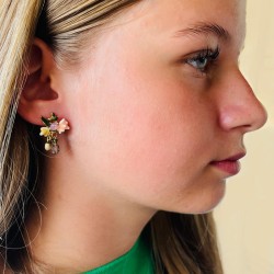 Earrings Pompadour flower rose