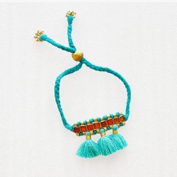 Armband HOT 3 tassel bunch orange-turq