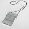 Cellphone Bag Leather Basic Silber metallic