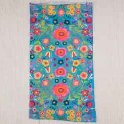 Headband Boho Bandeau Teal Folk Flower
