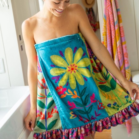 Shower Body Towel Wrap - Flowers S/M