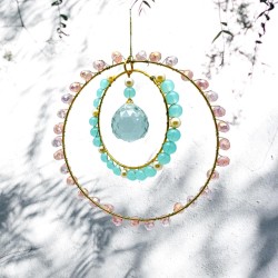 Attrape-soleil Double ring rosebleu Crystal