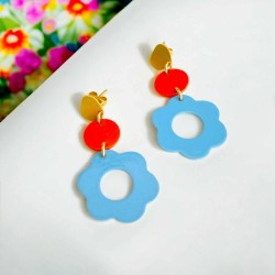 Earrings PopArt flower with circle