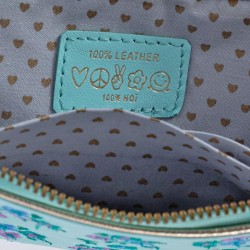 Porte-monnaie Double zip Cuir Millefleur ltblue