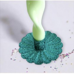 Candle holder Flower Glitter smaragd