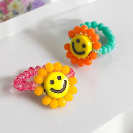 Bague élastique Flower Smiley