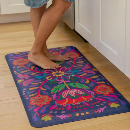 Paillasson Navy Folk Flower