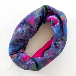 Headband, hairband Boho Half Bandeau Fleece Purple Floral