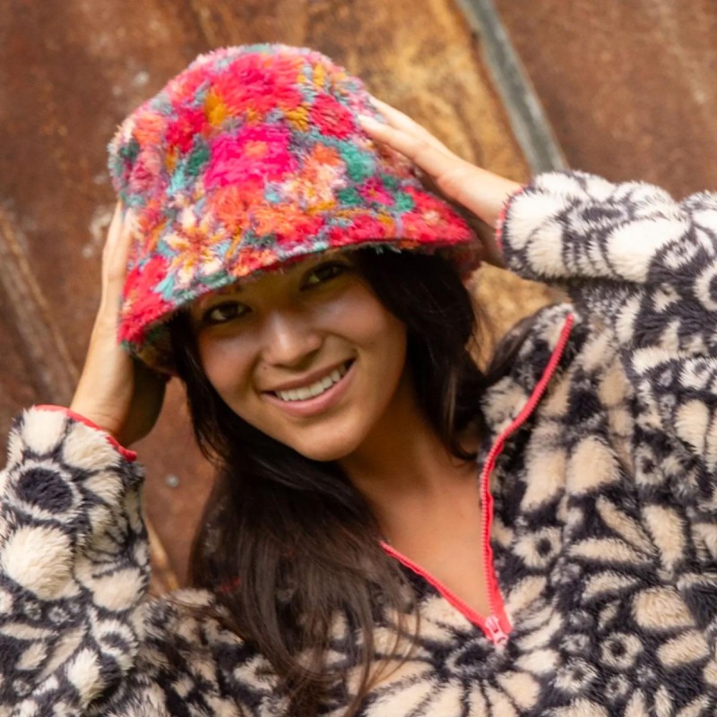 Sherpa Bucket Hat Pink Floral