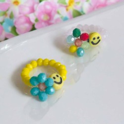 Bague élastique Smiley + Flower row