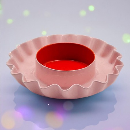 Bougeoir Fleur Bicolore émail Rosa Orange
