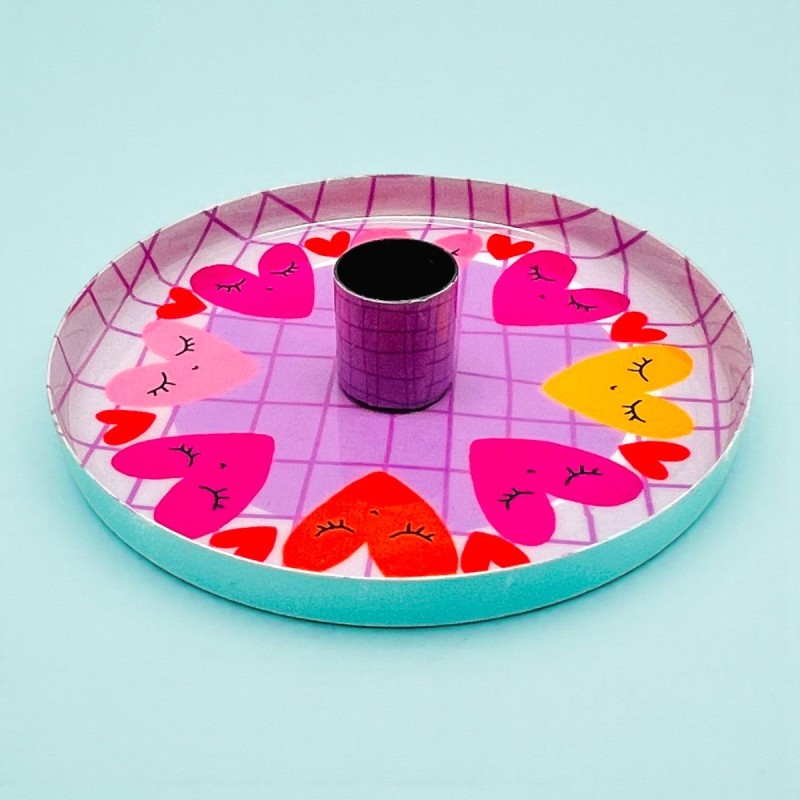 Candle Holder Print Hearts