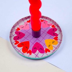 Candle Holder Print Hearts