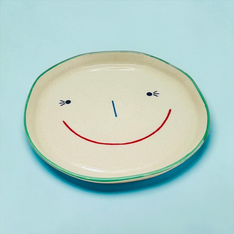 Plate ceramic Smiling Face