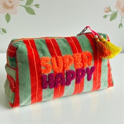 Cosmetic Bag Velvet Pinstripe Superhappy M