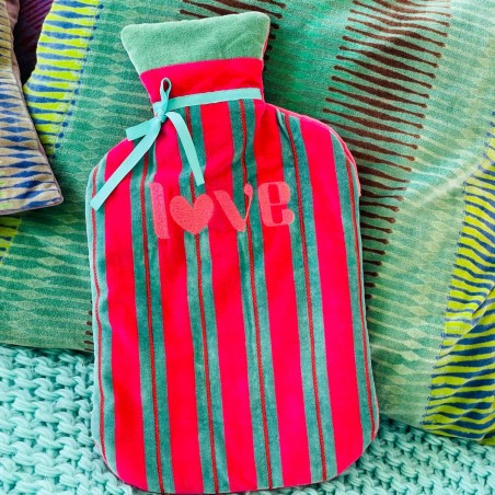 Hot water bottle Velvet Pinstripe Love