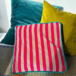 Housse de Coussin Carré Velours Pinstripe redgreen 40405