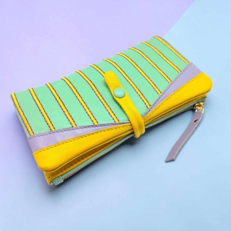 Porte-monnaie Cuir Stripe HK ltblue mint