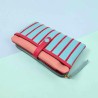 Porte-monnaie Cuir Stripe folded ltblue