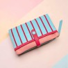 Porte-monnaie Cuir Stripe folded ltblue