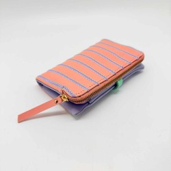 Porte-monnaie Cuir Stripe folded apricot