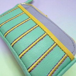 Leatherbag mini zip Stripe mint