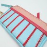 Porte-monnaie Cuir mini zip Stripe ltblue