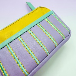 Leatherbag mini zip Stripe viola