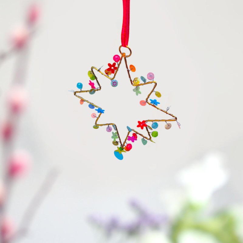 Dekoration FUNKEL kleiner Stern pastel blue bead