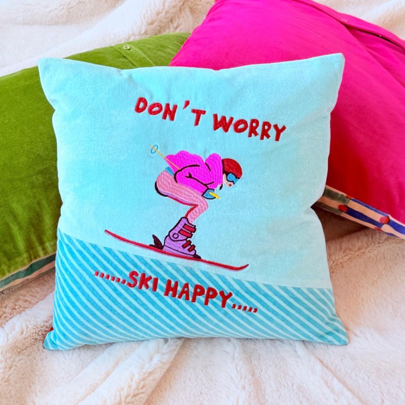Cushion cover Velvet Ski Happy 4040