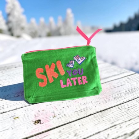 Pouch zip Velvet Ski you later