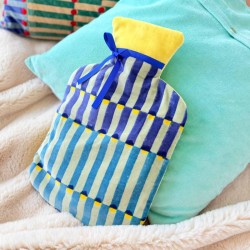 Hot-Water Bottle Velvet Pillar blue