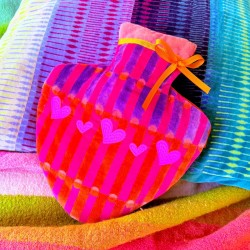 Bouillotte Velours Coeur Pillar pink