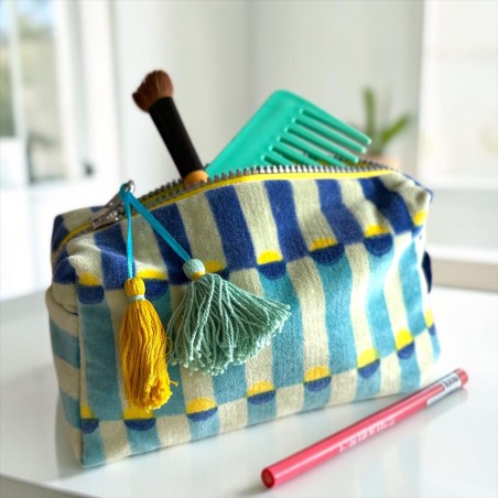 Kosmetiktasche Velvet pillar blue-green