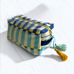 Cosmetic bag Velvet pillar blue-green