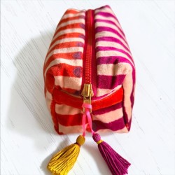 Kosmetiktasche Velvet pillar pink