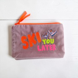 Pouch Zip Velvet Ski you later viola