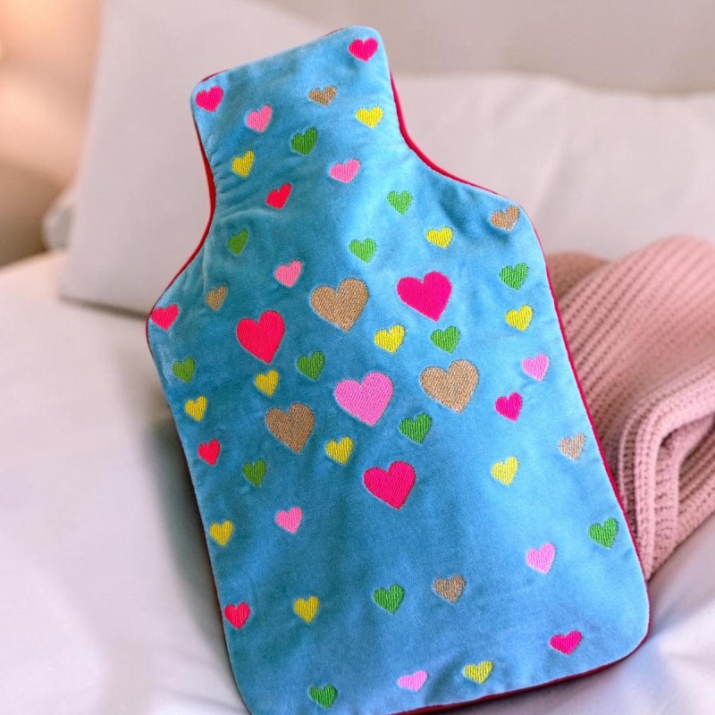 Hot-Water Bottle Hearts azur