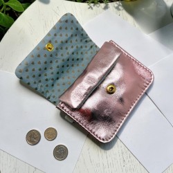 Kartenetui/Portemonnaie Leder Metallic rose
