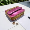 Card holder/Portemonnaie Leather Metallic pink