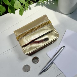 Kartenetui/Portemonnaie Leder Metallic gold
