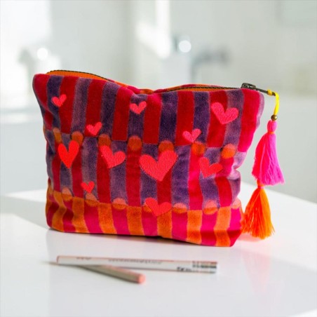 Kosmetiktasche Velvet pillar hearts
