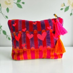 Kosmetiktasche Velvet pillar hearts