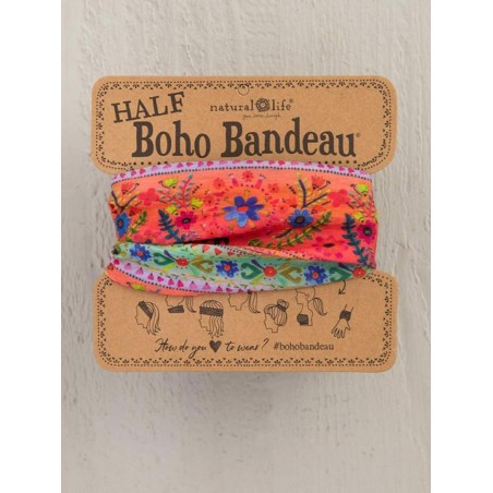 Stirn- und Haarband Boho Half Bandeau Coral Border Stripe