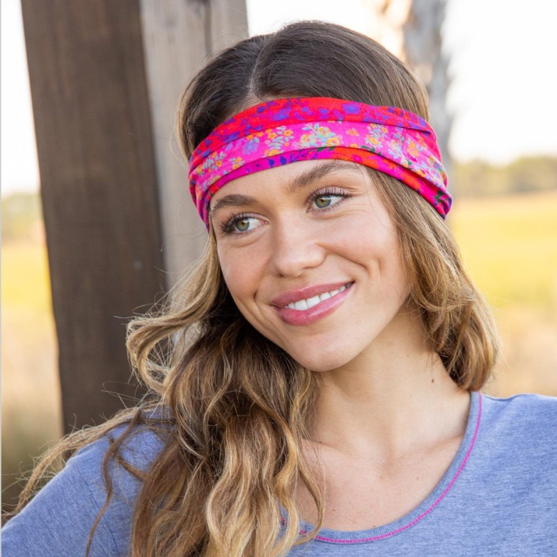 Stirn- und Haarband Boho Half Bandeau Pink OM Border