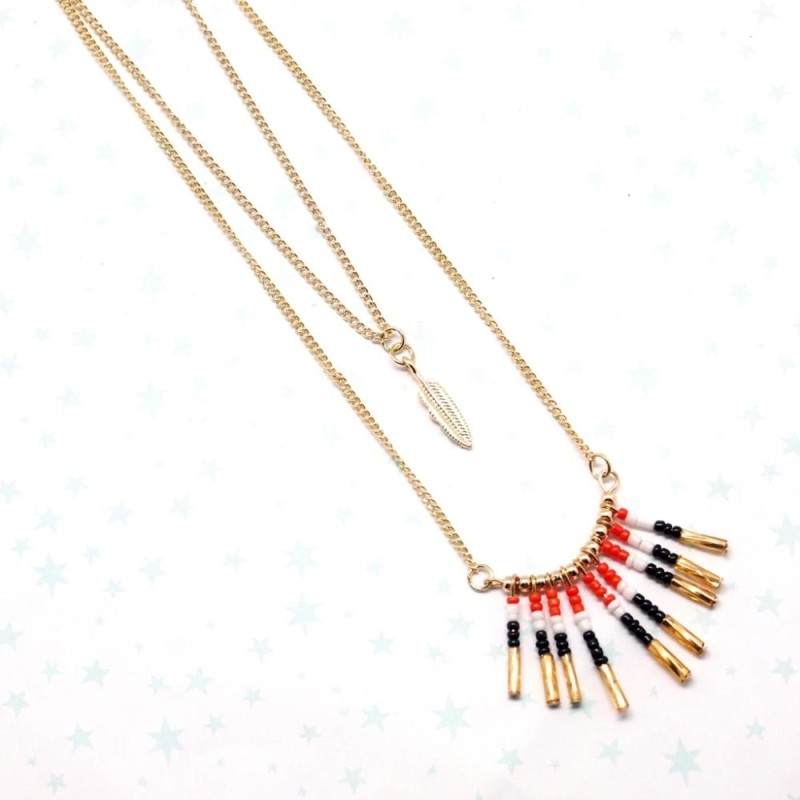 Necklace Boho Chic orange bead