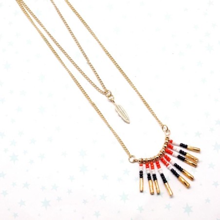 Necklace Boho Chic orange bead